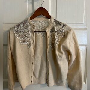 Vintage cream cardigan with sequins